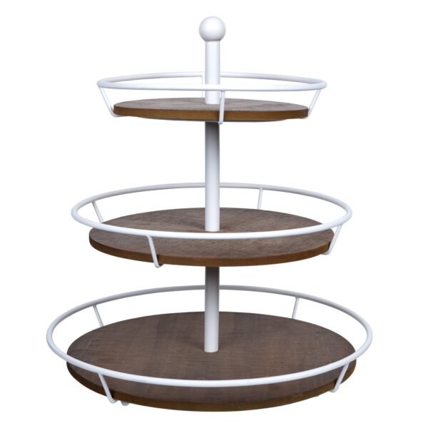 Three Tiered Metal And Wood Decorative Stand - Image 2