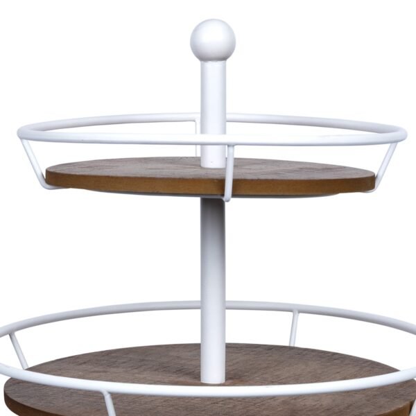 Three Tiered Metal And Wood Decorative Stand - Image 4