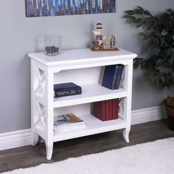 30" White Two Tier Standard Bookcase - Image 7