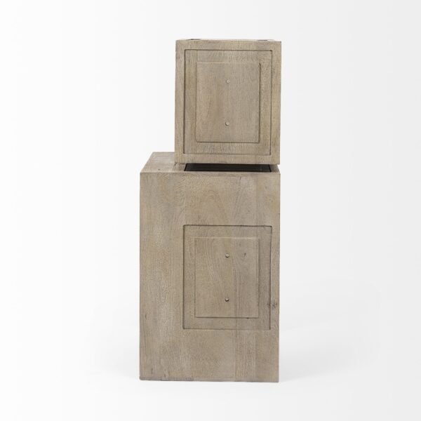 Set Of Two Rustic Light Gray Brown Cube Box Shelves - Image 5