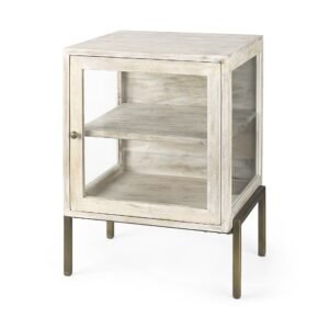 Rustic Weathered White And Gold Shadowbox Cabinet