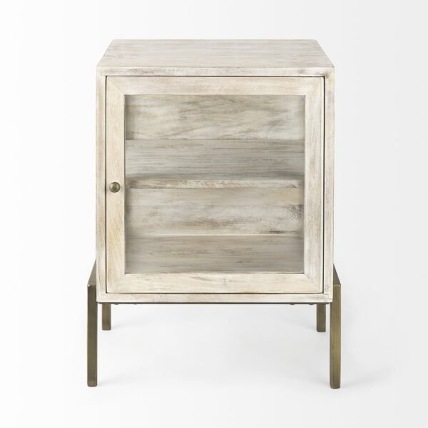 Rustic Weathered White And Gold Shadowbox Cabinet - Image 3