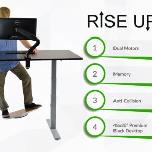 Premier Silver Dual Motor Electric Office Adjustable Standing Desk