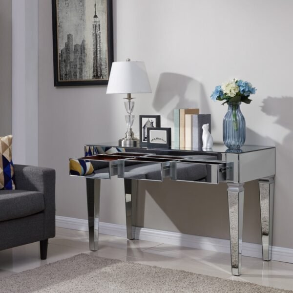 Silver Mirrored Glam Desk - Image 4