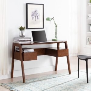 48″ Brown Writing Desk With Two Drawers