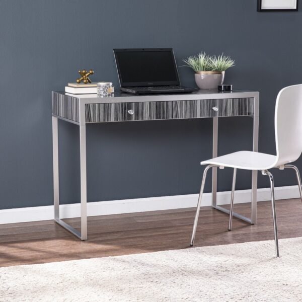 42" Silver Writing Desk With Two Drawers - Image 2