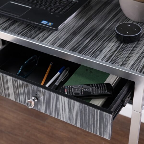 42" Silver Writing Desk With Two Drawers - Image 3