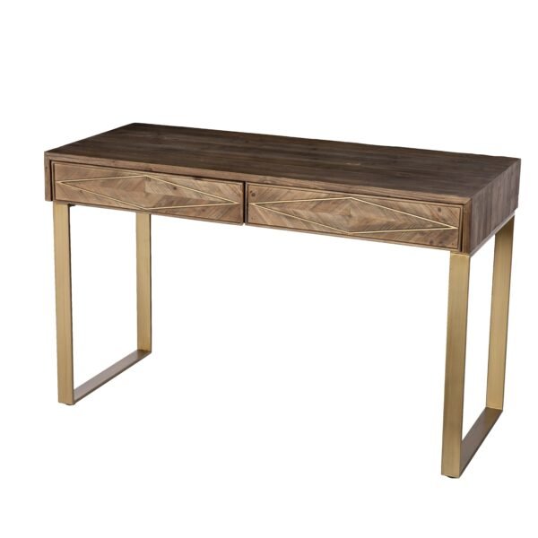 Shades of Brown and Gold Reclaimed Wooden Desk - Image 6