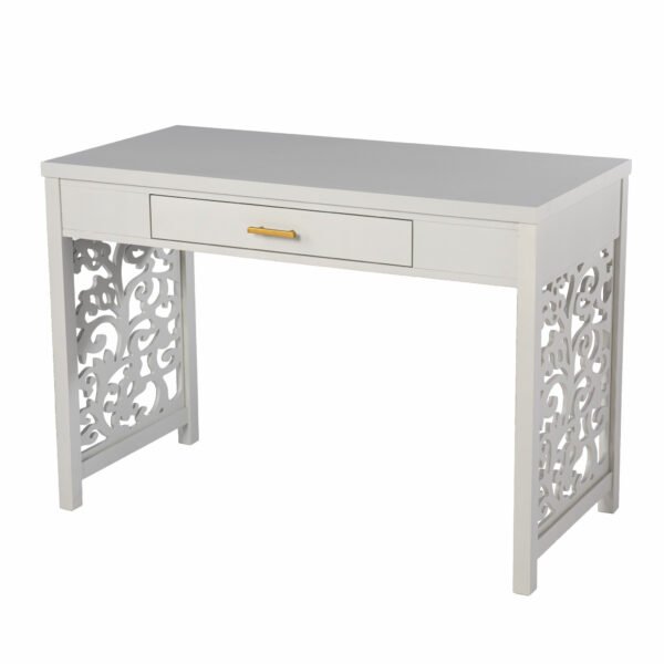 Gray Lattice Desk with Storage - Image 6