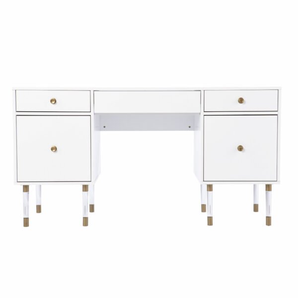 55" White Writing Desk With Four Drawers - Image 5