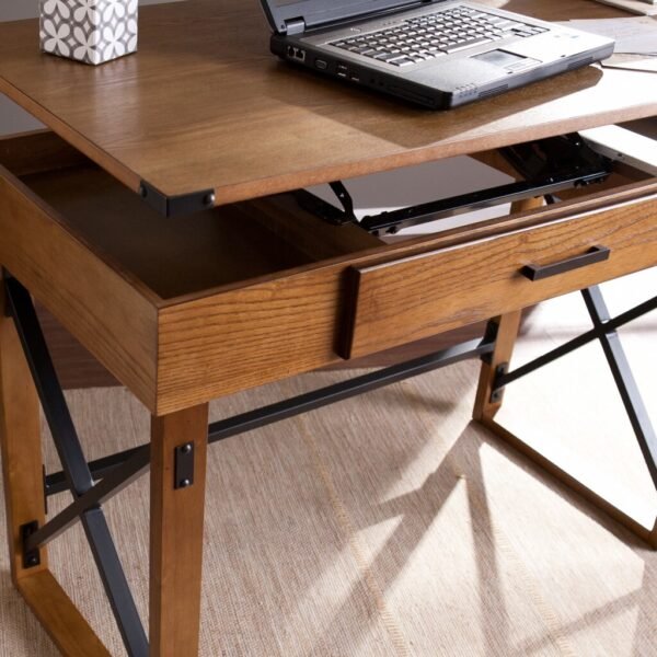 Natural Brown Adjustable Height Desk - Image 3