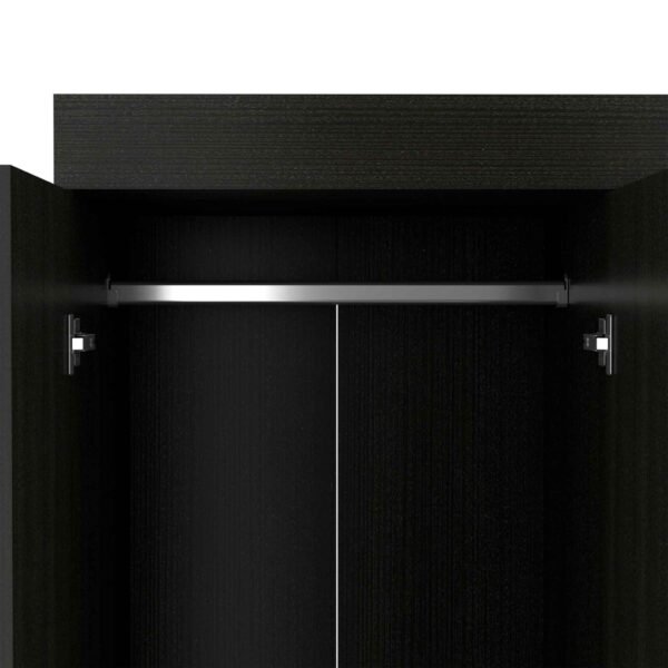 Black Tall Four Door Closet Wardrobe - Image 7