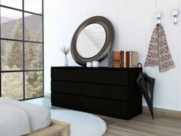 60" Black Six Drawer Double Dresser - Image 2