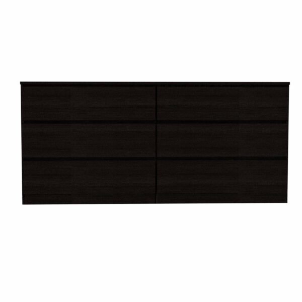 60" Black Six Drawer Double Dresser - Image 3