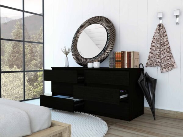 60" Black Six Drawer Double Dresser - Image 5