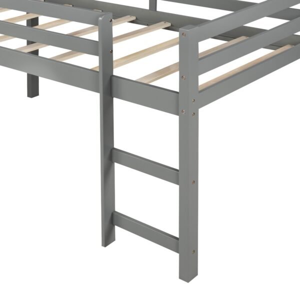 Gray Twin Size Low Loft Bed With Slide - Image 6