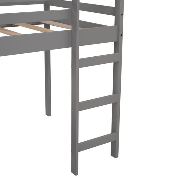 Gray Twin Size Slide House Loft Bed - Image 7