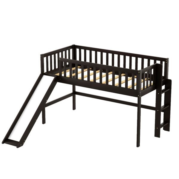 Dark Brown Twin Size Loft Bed with Slide - Image 7