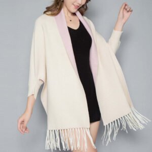 Color: PINK AND CREAME – Aesthetica Two-Toned Shawl Coat