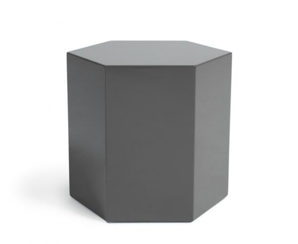 Modern Light Grey High Gloss Hexagonal End Table - Image 4