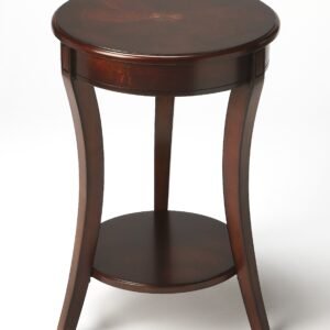 26″ Dark Brown And Cherry Manufactured Wood Round End Table With Shelf