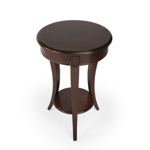 26" Dark Brown And Cherry Manufactured Wood Round End Table With Shelf - Image 4