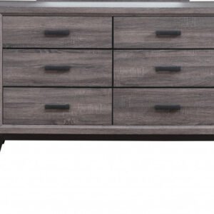 58″ Grey Solid Wood Six Drawer Double Dresser