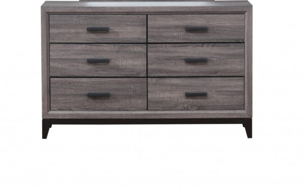 58" Grey Solid Wood Six Drawer Double Dresser - Image 4