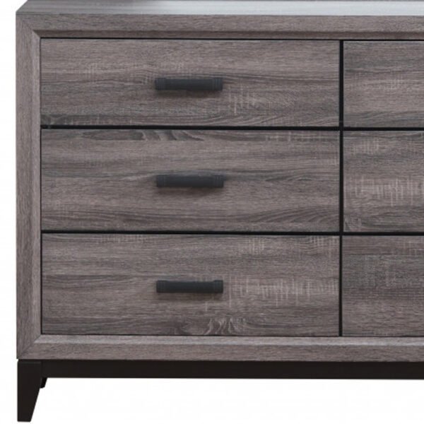 58" Grey Solid Wood Six Drawer Double Dresser - Image 5