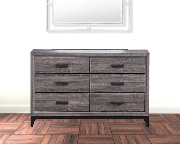 58" Grey Solid Wood Six Drawer Double Dresser - Image 7