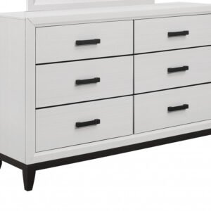 58″ White Solid Wood Six Drawer Double Dresser