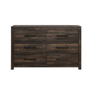 60″ Dark Oak Solid Wood Six Drawer Double Dresser