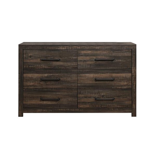 60" Dark Oak Solid Wood Six Drawer Double Dresser - Image 2