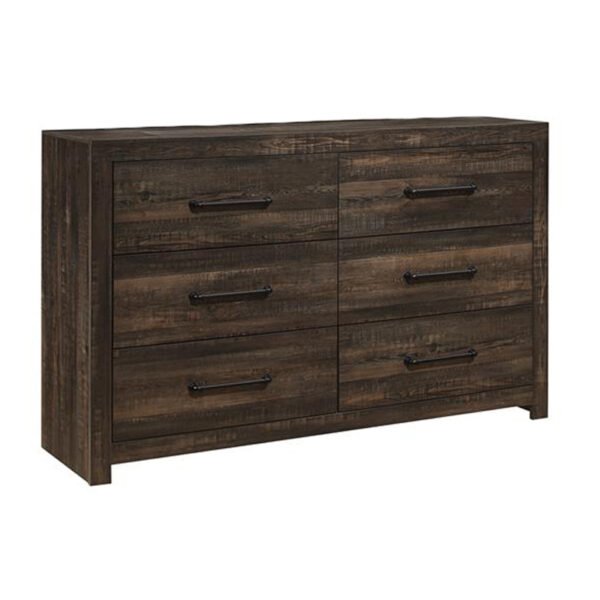 60" Dark Oak Solid Wood Six Drawer Double Dresser - Image 3