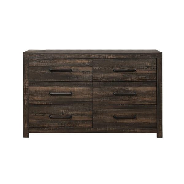 60" Dark Oak Solid Wood Six Drawer Double Dresser - Image 4