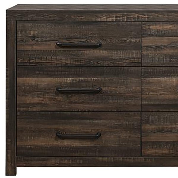 60" Dark Oak Solid Wood Six Drawer Double Dresser - Image 5