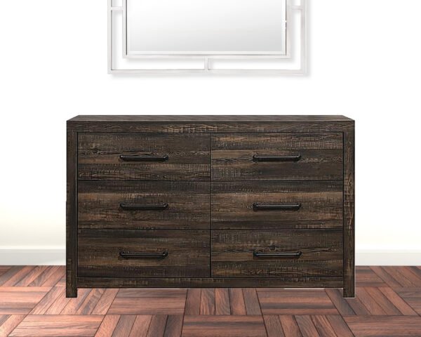 60" Dark Oak Solid Wood Six Drawer Double Dresser - Image 7