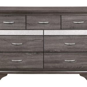 62″ Grey Solid Wood Nine Drawer Double Dresser