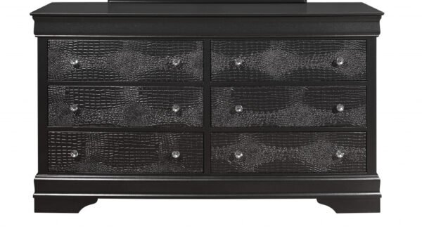 58" Metallic Grey Solid Wood Six Drawer Double Dresser - Image 3