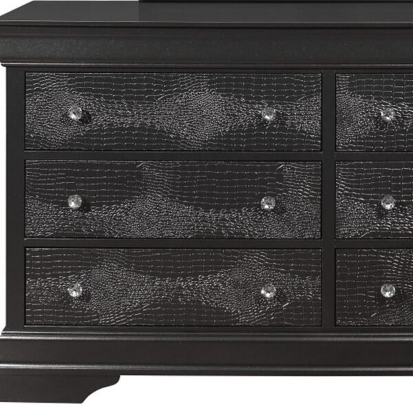 58" Metallic Grey Solid Wood Six Drawer Double Dresser - Image 4