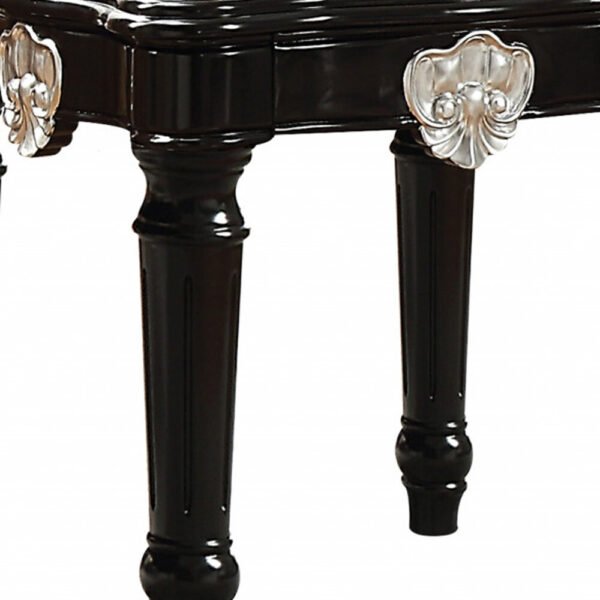 24" Black Manufactured Wood Carved Medallion Square End Table - Image 5