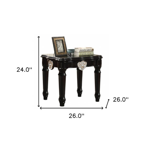 24" Black Manufactured Wood Carved Medallion Square End Table - Image 7