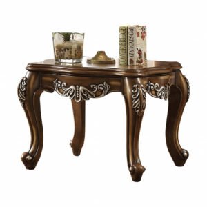 24″ Antiqued Oak Manufactured Wood Scallop Square End Table