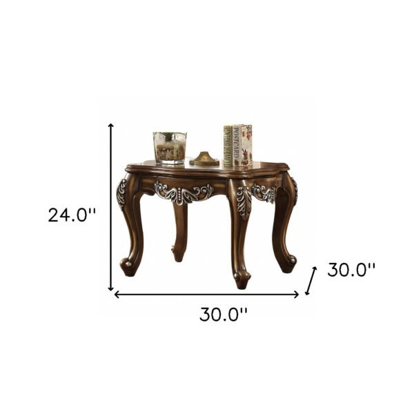 24" Antiqued Oak Manufactured Wood Scallop Square End Table - Image 3