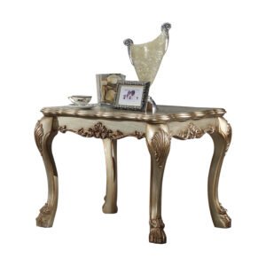 24″ Gold Patina & Bone Manufactured Wood Square End Table