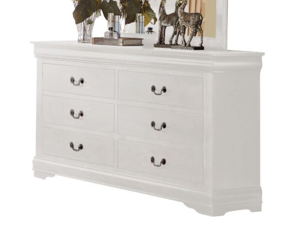 57" White Solid Wood Six Drawer Double Dresser - Image 2