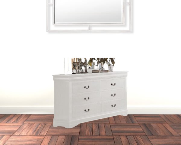 57" White Solid Wood Six Drawer Double Dresser - Image 7