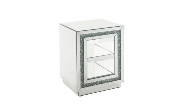 24" Silver Glass Rectangular Mirrored End Table With Two Shelves - Image 2