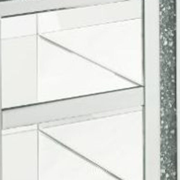 24" Silver Glass Rectangular Mirrored End Table With Two Shelves - Image 4