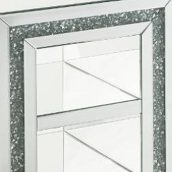 24" Silver Glass Rectangular Mirrored End Table With Two Shelves - Image 5